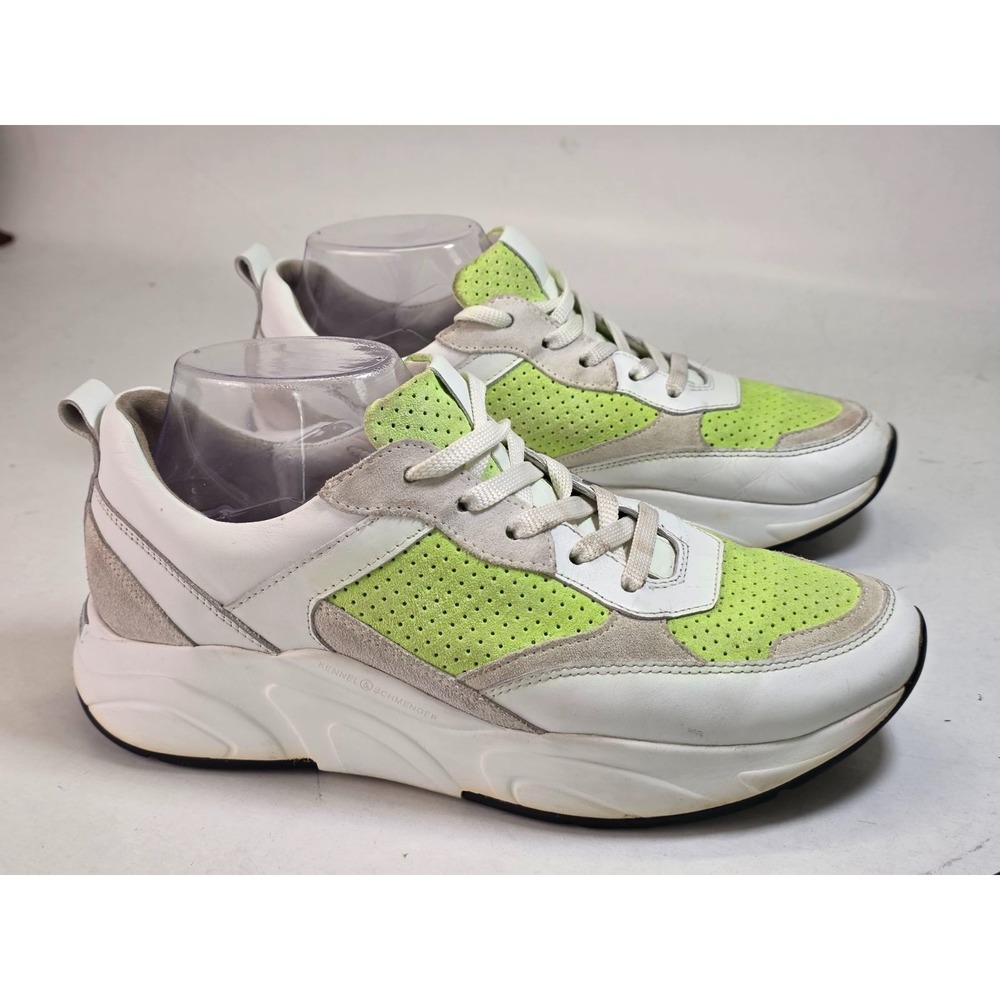 Kennel & Schmenger Women's Sneakers Size 10 White Green Leather Suede‎ Shoes